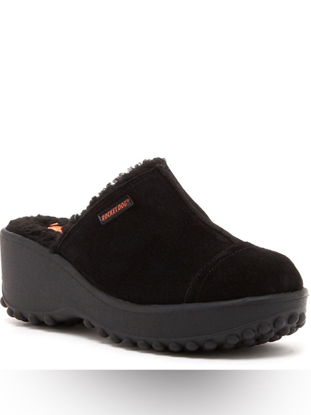 Rocket Dog "Fran" Black Slip-On Faux Fur Clog (10)